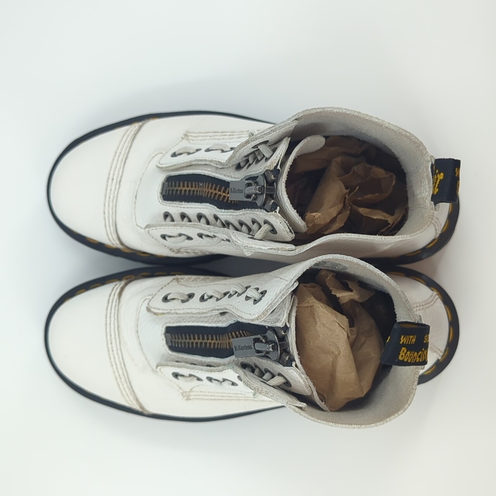 DR. MARTENS Sinclair White Milled Nappa Leather Platform Boots Zip Front Sz 10 - Picture 5 of 11